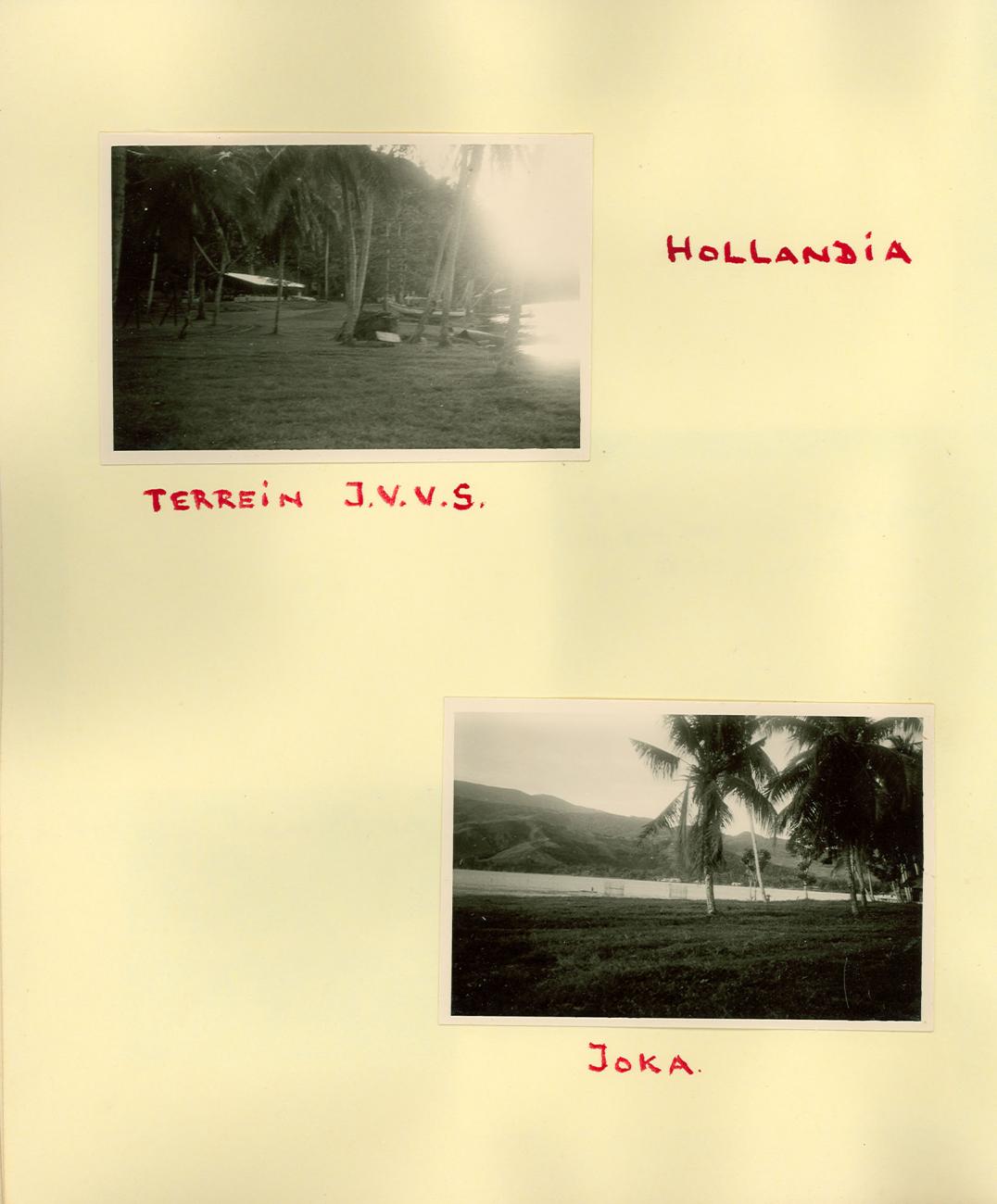 BD/83/48 -
Terrein van de Jongens Vervolgschool (JVVS) in Hollandia en het Sentani-meer bij Joka