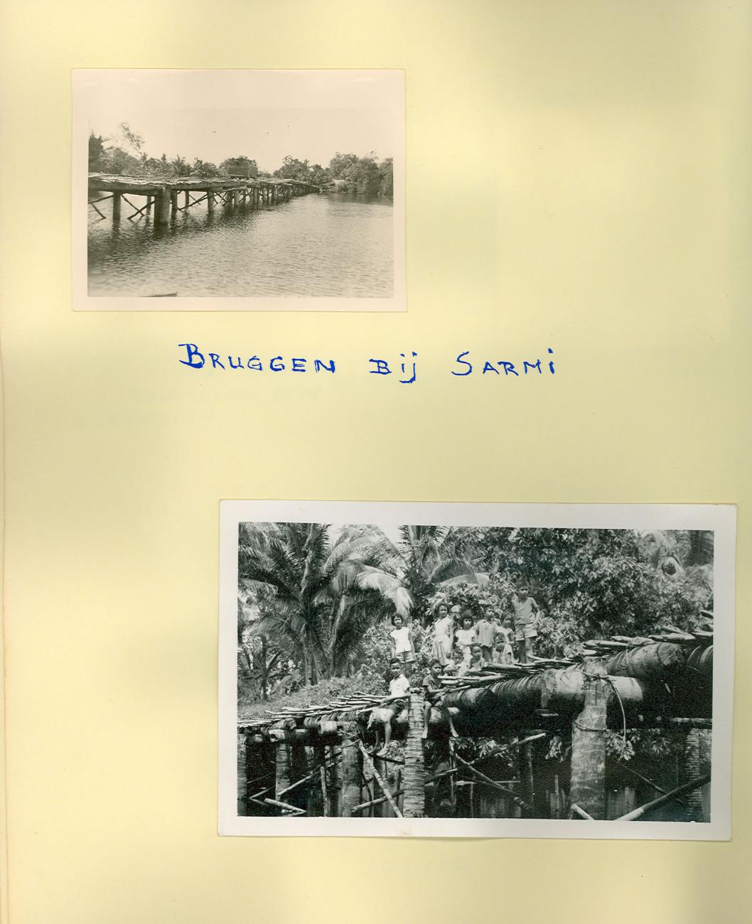 BD/83/54 -
Bruggen bij Sarmi met auto en kinderen