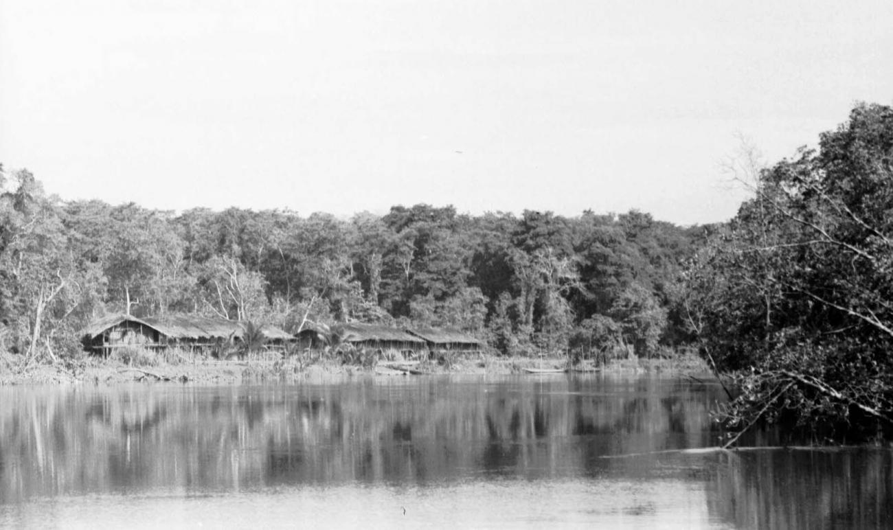 BD/133/45 -
Tocht Merauke-Kapi: Nederzetting aan de rivier