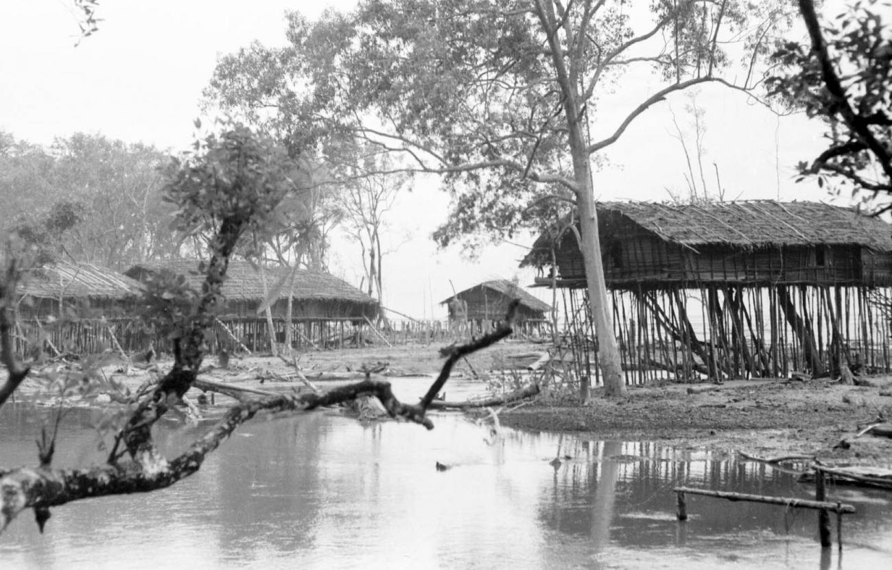 BD/133/67 -
Tocht Merauke-Kapi: Nederzetting aan de rivier te Kapi
