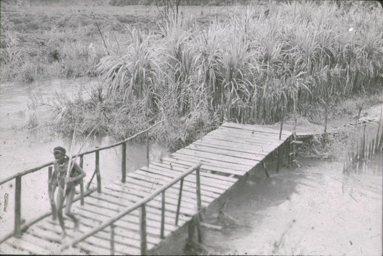 BD/248/35 - 
Lopende over een brug over het water
