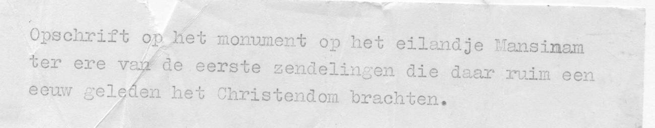BD/66/336 - 
Herdenkingsmonument van eerste zendelingen 
