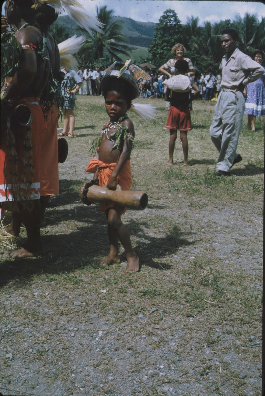 BD/171/119 - 
Festiviteit, papoea&#039;s in traditionele kleding.
