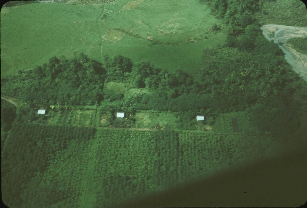 BD/171/415 -
Luchtfoto van drie huizen in landschap.