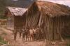 BD/132/80 groep kinderen voor houten hutten